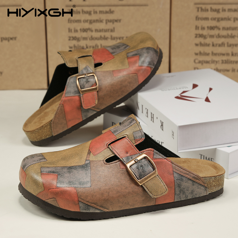 Health & Wellness Therapy Center - Comfort Cork Leather Slippers for Unisex
