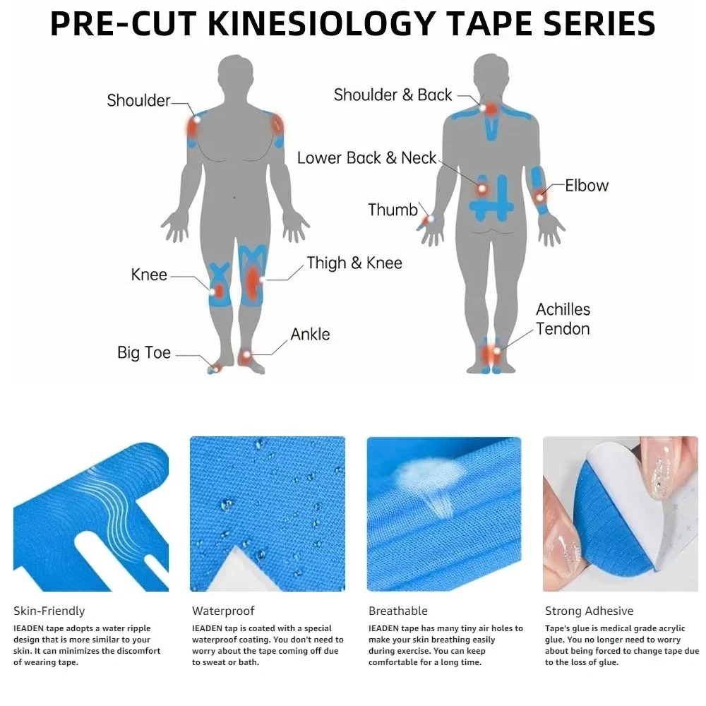 10PCS Precut Kinesiology Tape  - Sports Taping Precut avaliação e preço
